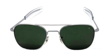 Sonnenbrille American Optical Original Pilot, Silver Matt/green polariserend 55/20